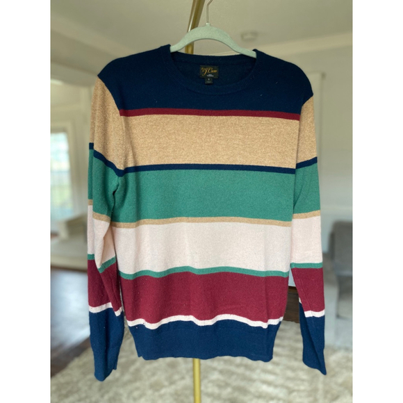 J.Crew 100% Cashmere Sweater Multicolor Striped S Preppy Classic Parisian Academ - Picture 2 of 5